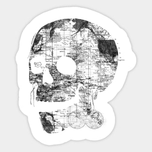 Skull Wanderlust Black and White Sticker